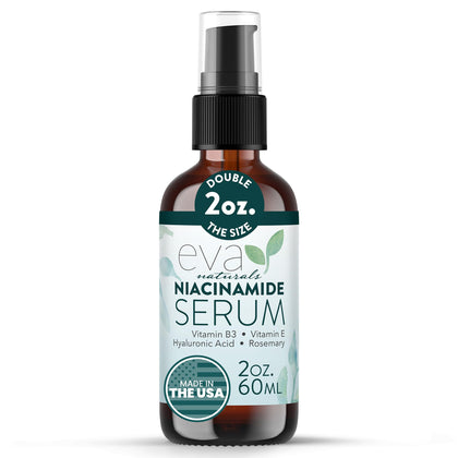 Eva Naturals front packaging showing serum bottle and benefits