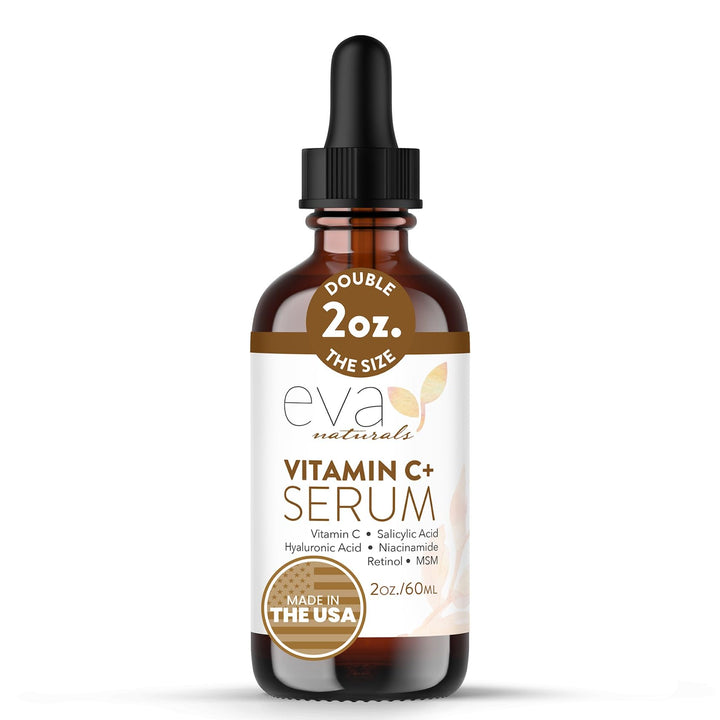 Eva Naturals front packaging showing 2 oz bottle and branding benefit: clear product identity
