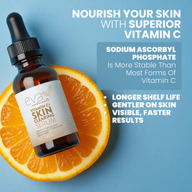 Eva Naturals key ingredients display including vitamin C and retinol benefit brightening