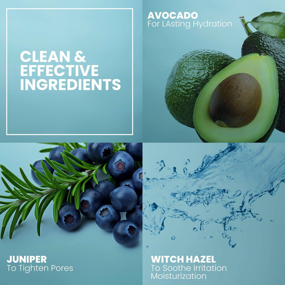 Eva Naturals ingredients flatlay showing key actives for targeted skincare benefits