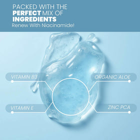 Eva Naturals ingredient label highlighting niacinamide and zinc benefits