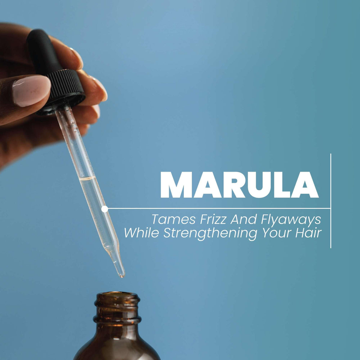 Eva Naturals marula oil smoothing hair ends to reduce frizz and add shine