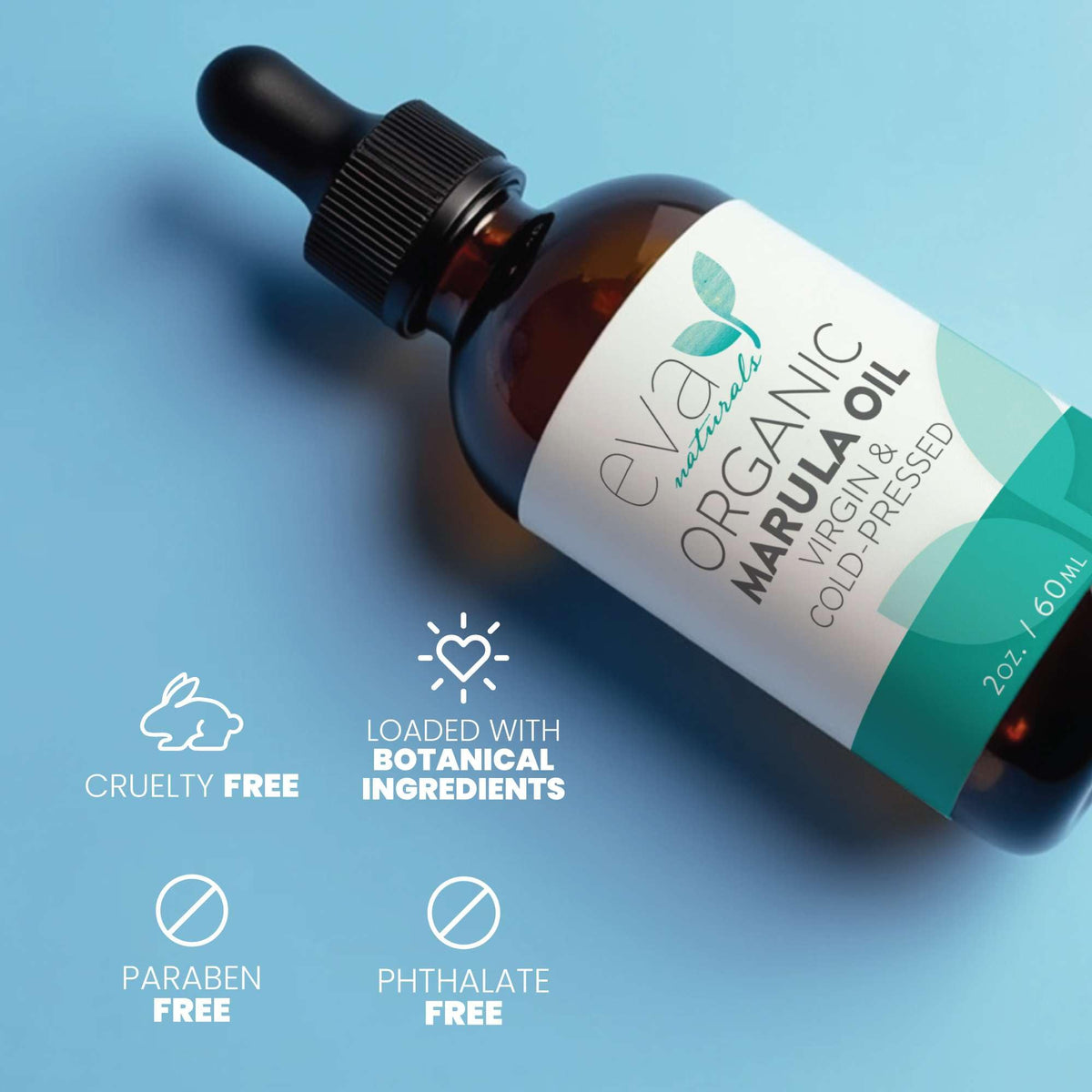Eva Naturals marula oil on bathroom vanity staged for daily skincare routine