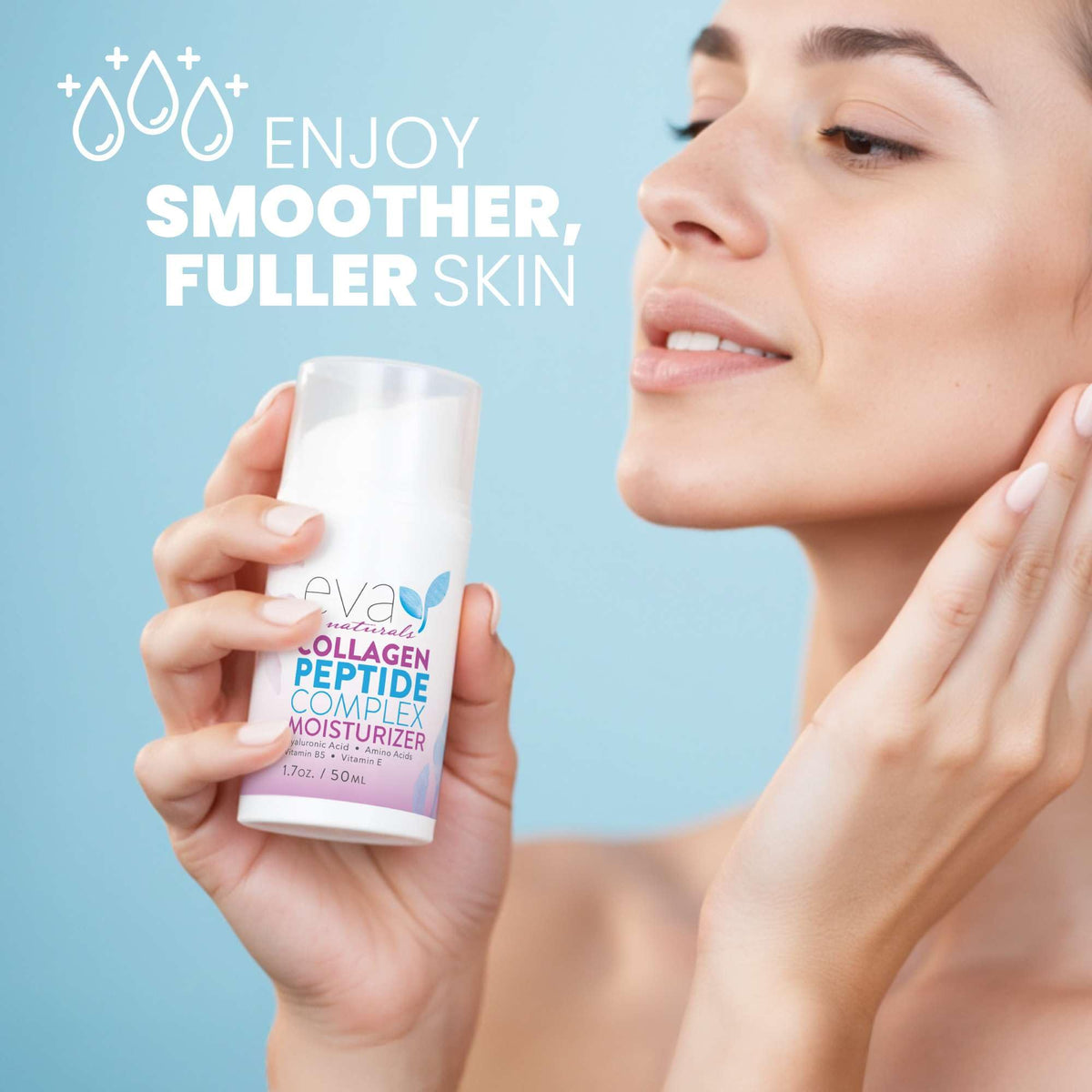Eva Naturals dispensing cream on fingertip demonstrating easy application benefit