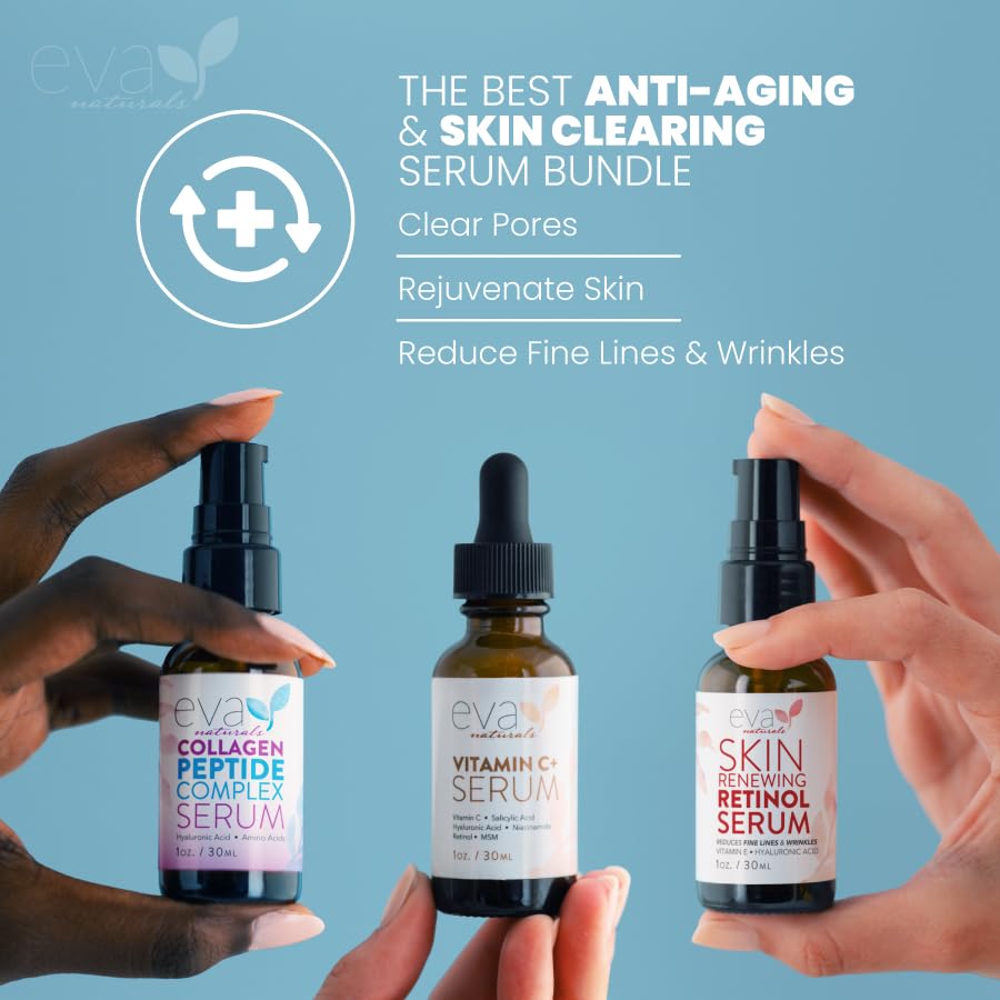 Eva Naturals peptide serum texture close-up showing hydrating plumping effect