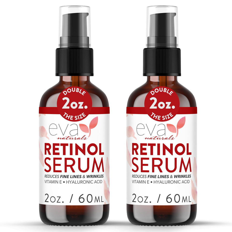 Eva Naturals front packaging showing retinol serum benefits