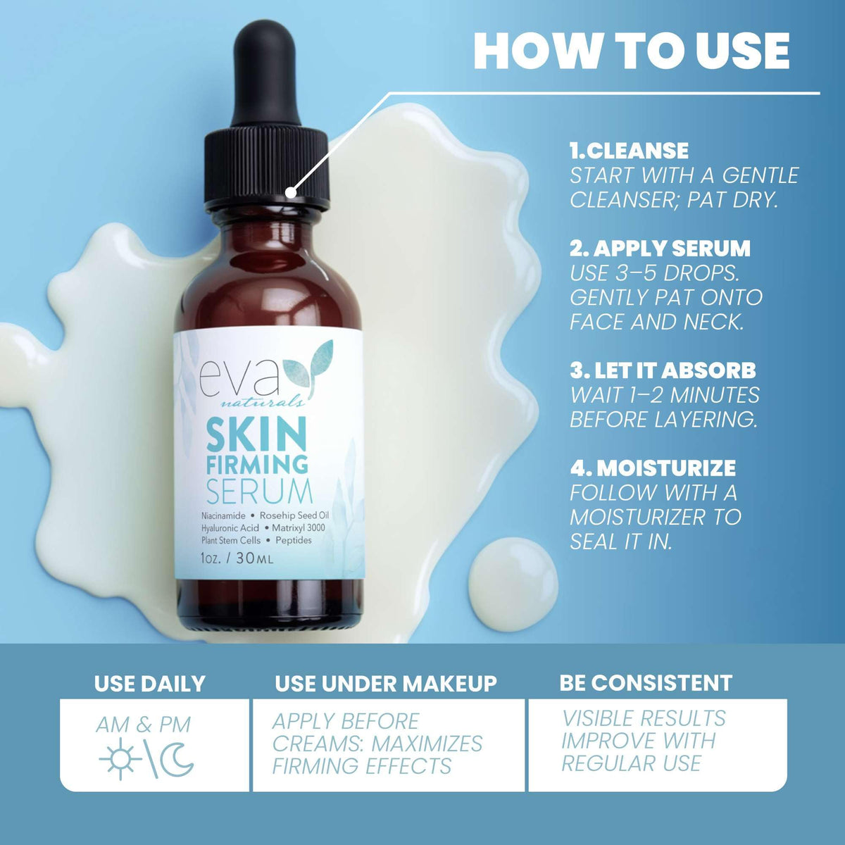 Eva Naturals bottle in hand to show 1 oz scale and travel-friendly size