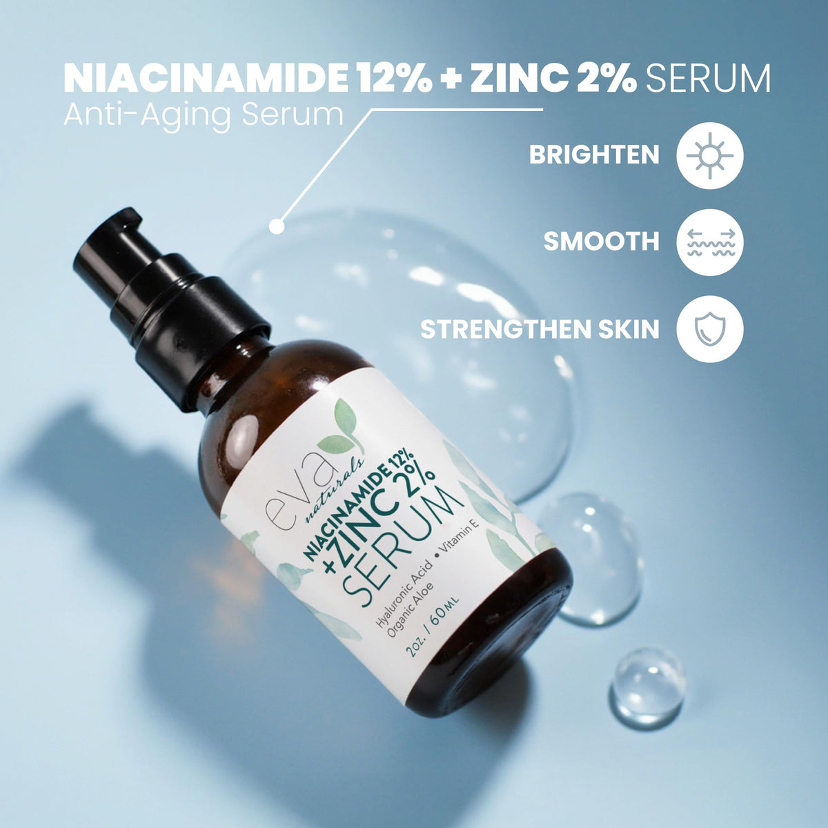 Eva Naturals pipette dispensing serum drop demonstrating precise application