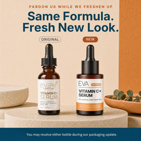 Eva Naturals serum texture drop demonstrating lightweight absorbent finish