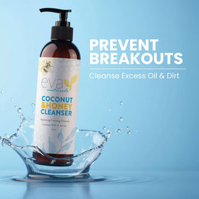 Eva Naturals 6 fl oz bottle next to common items showing compact size benefit