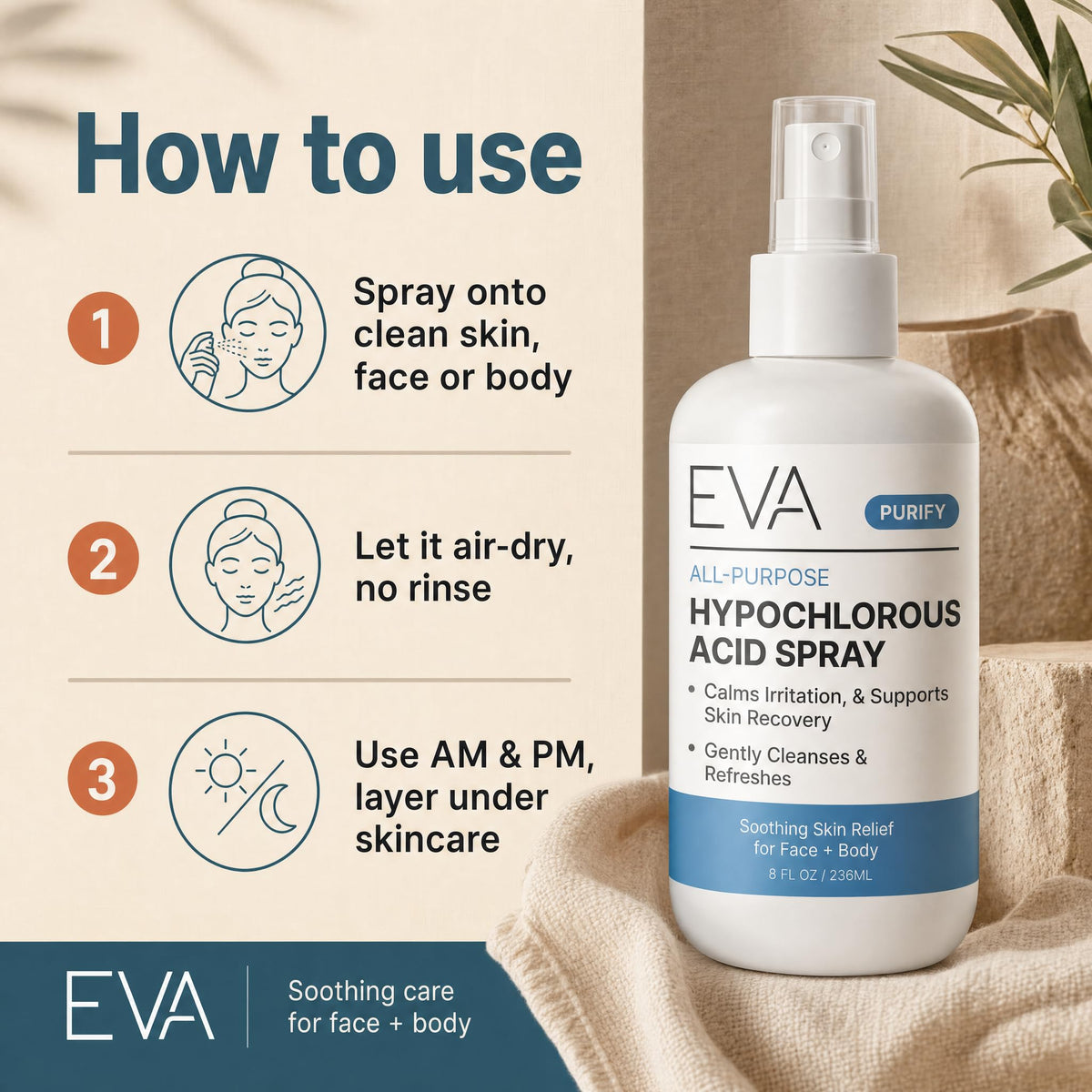 Eva Naturals two-pack size comparison for travel and home convenience