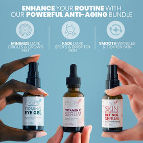 Eva Naturals Vitamin C serum bottle highlighting brightening benefits