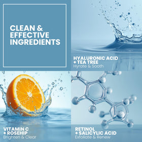 Eva Naturals with botanical extracts arranged to show natural components and gentle-feel benefit