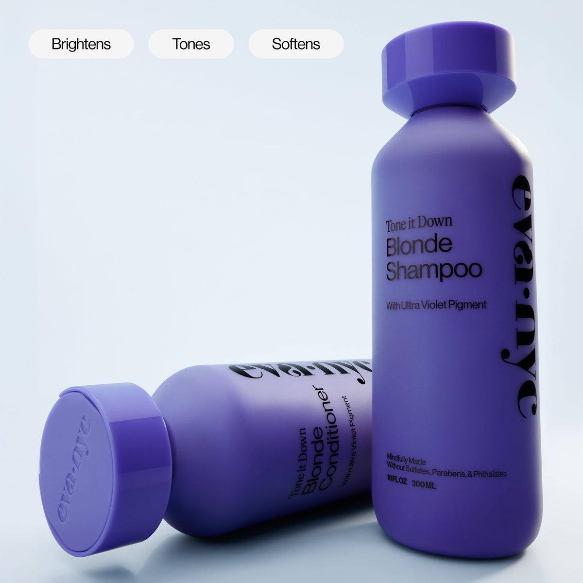 EVA·NYC conditioner applied on blonde hair for toned glossy finish