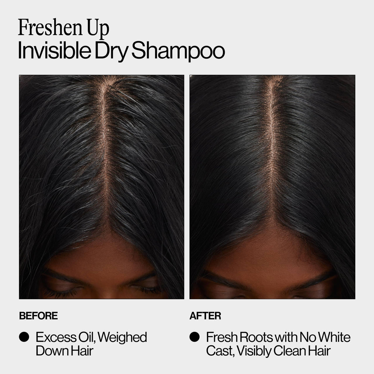 EVA·NYC spray in use on dark hair providing instant refresh benefit