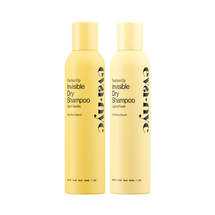 EVA·NYC front packaging showing both Warm Vanilla and Light + Fresh scents, convenient duo