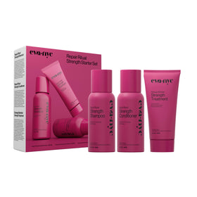 EVA·NYC travel set front packaging showing trio and travel convenience
