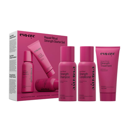 EVA·NYC travel set front packaging showing trio and travel convenience