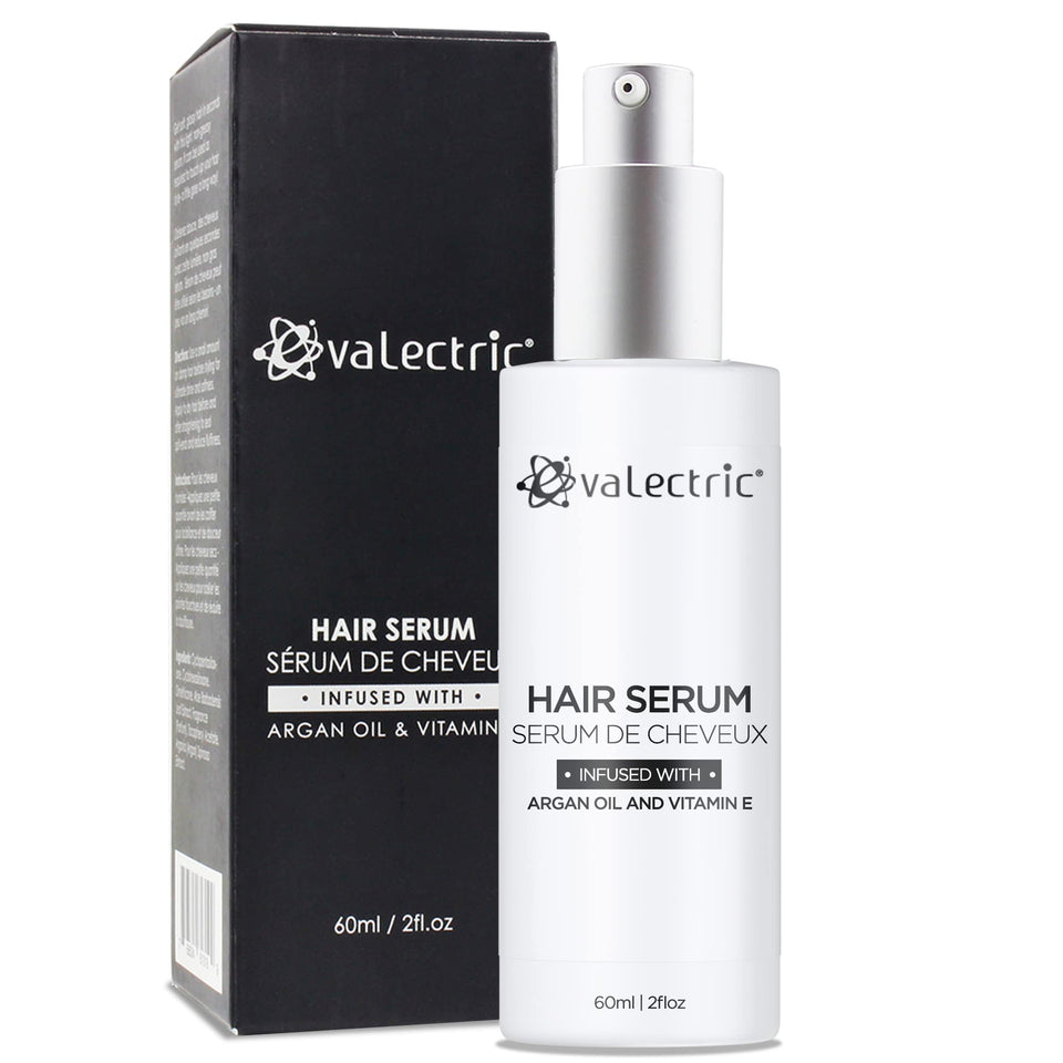 Evalectric front packaging shows serum bottle and clear branding benefit shine