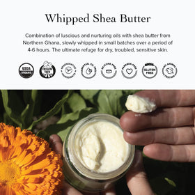 evanhealy applying whipped shea butter to hands for immediate softening benefit
