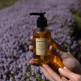 evanhealy gel on hand with light lather demonstrating gentle cleansing benefit