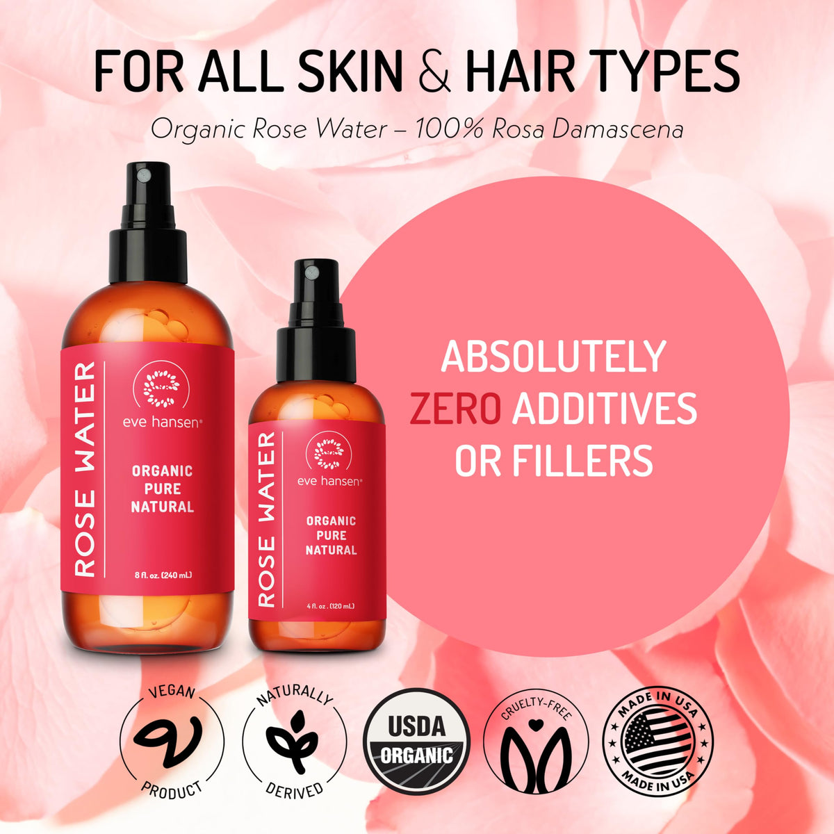Eve Hansen label detail highlighting organic ingredients and alcohol-free benefit