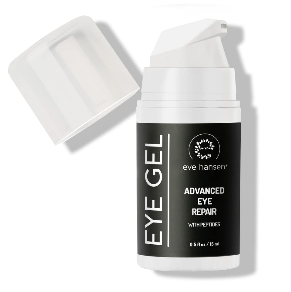 Eve Hansen front packaging showing compact eye gel for travel-friendly hydration