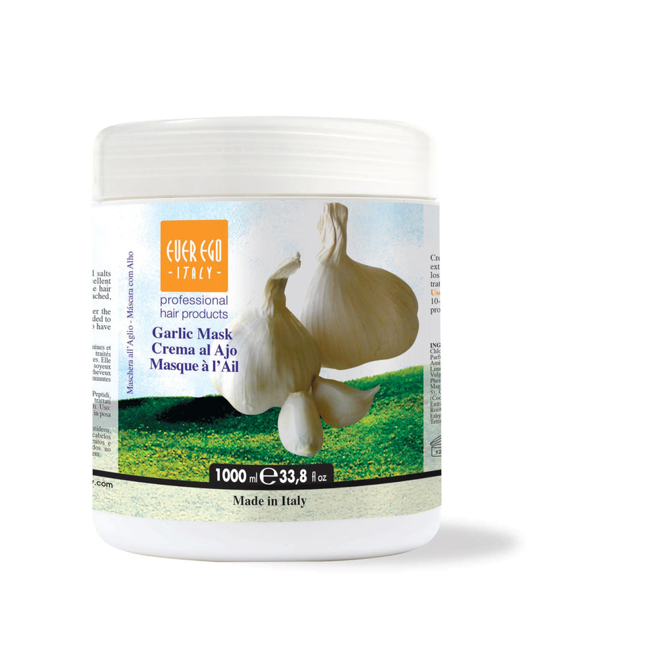 Ever Ego Italy garlic mask front tub showing label and 1L size for deep repair