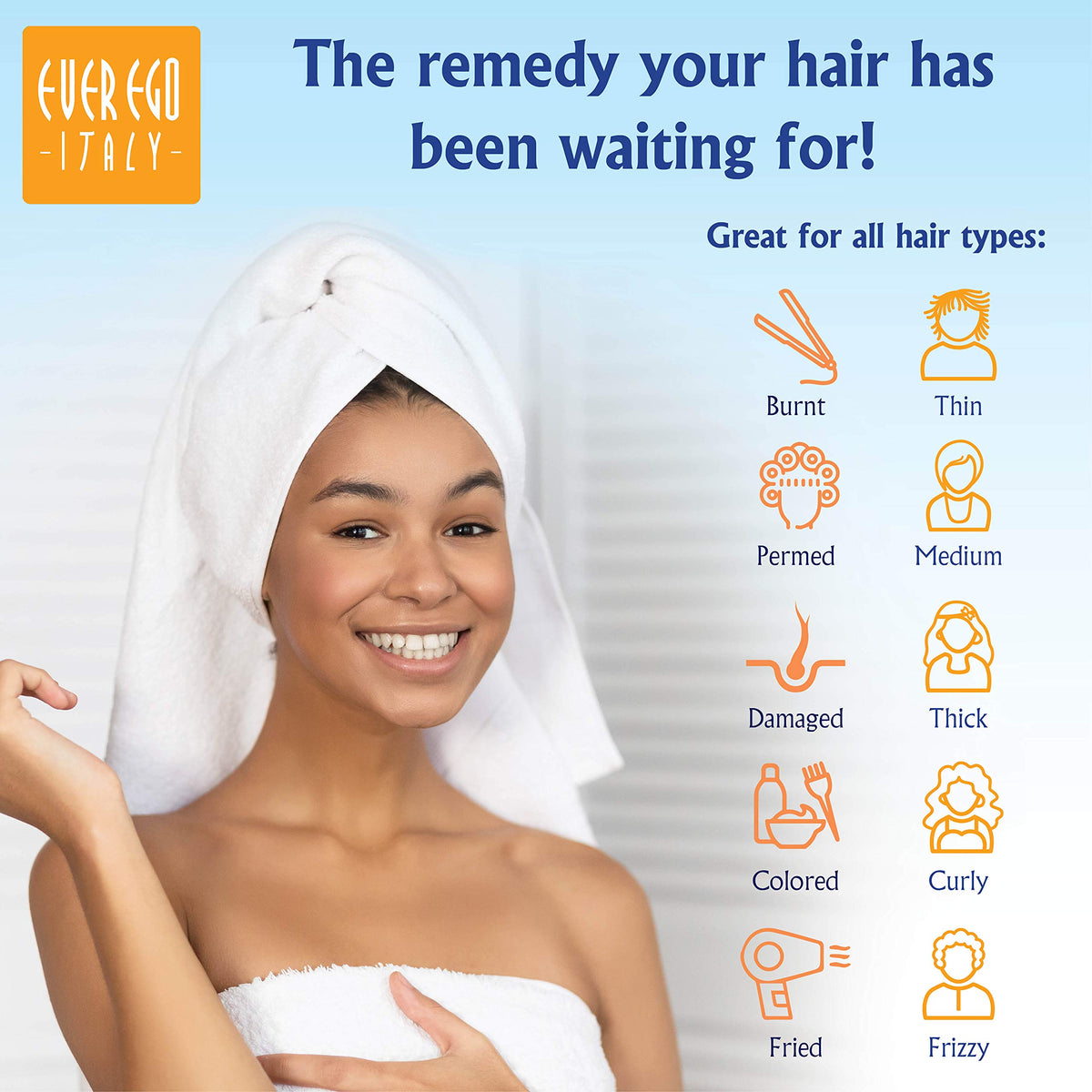 Ever Ego Italy shampoo in shower being applied to hair for restorative cleansing