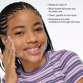 Evereden Barbie face wash pump detail highlighting easy pump use benefit