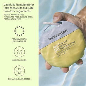 Evereden tube beside a child’s toy to show compact travel-friendly size
