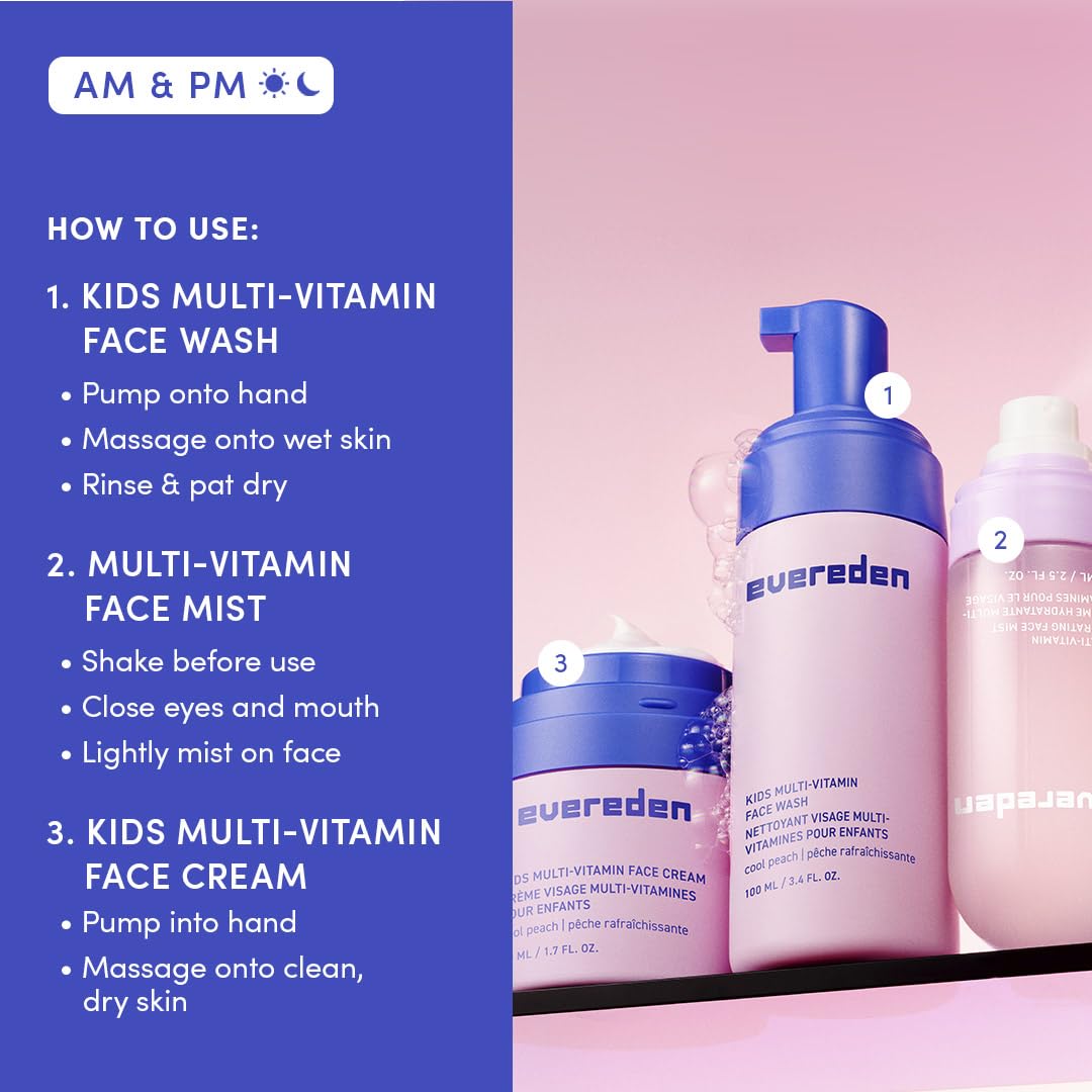 Evereden child using face wash at sink showing easy independent use