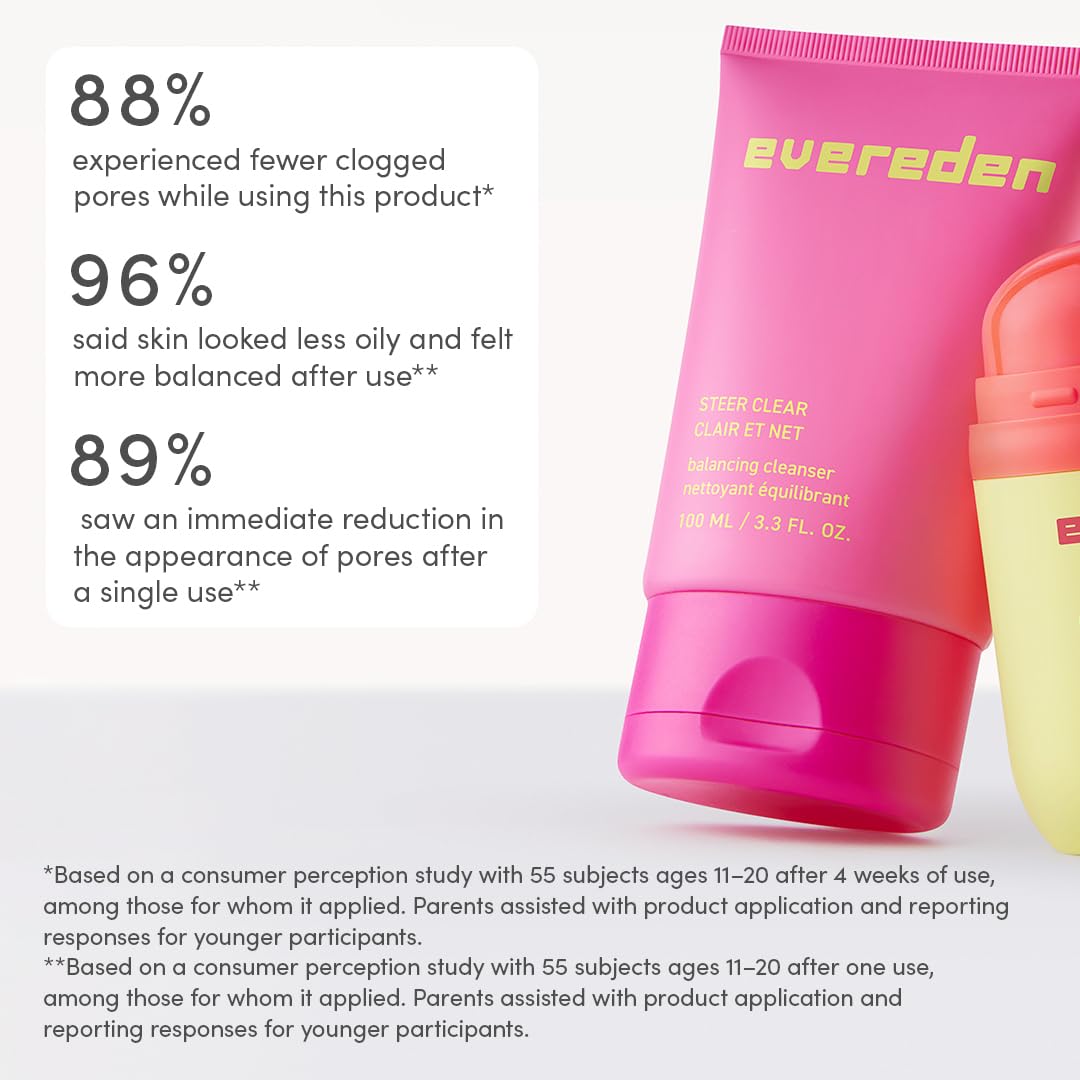 Evereden cleanser in hand demonstrating easy rinse-off and balanced skin feel