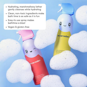 Evereden Cloud Body Wash foam in hand illustrating playful texture and easy rinsing