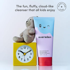 Evereden cloud face wash held in hand illustrating travel-friendly size