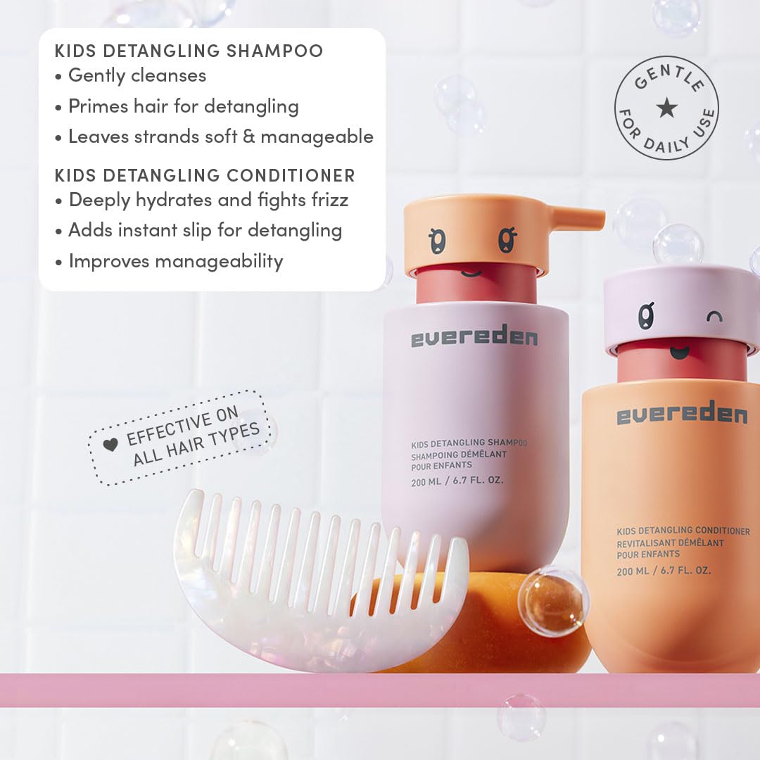 Evereden conditioner bottle close-up showing moisturizing texture for smoother combing