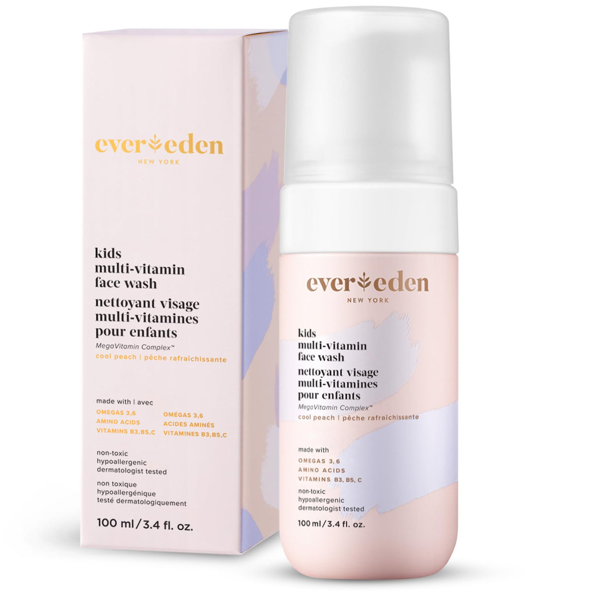 Evereden front bottle view showing Cool Peach packaging and gentle formula benefits