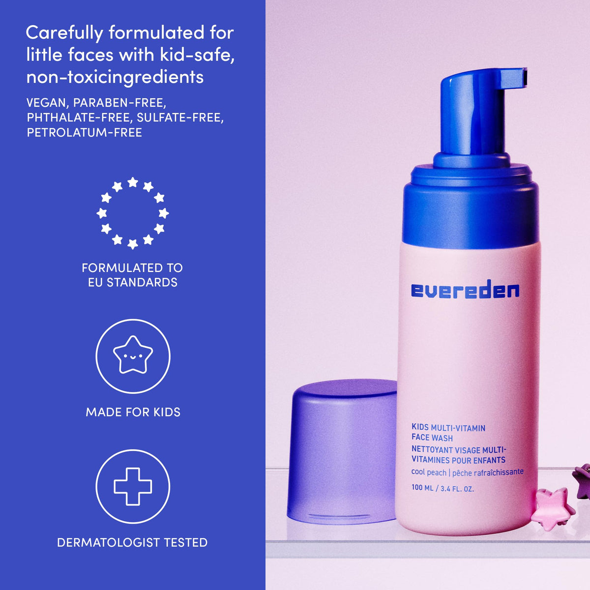 Evereden child washing face with product illustrating gentle cleansing for kids