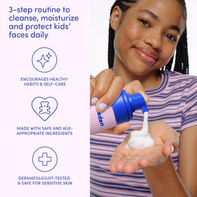 Evereden cream applied to a child's cheek demonstrating soothing hydration