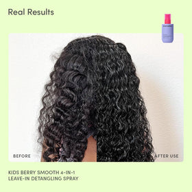Evereden detangler used while child is brushed showing comfortable grooming