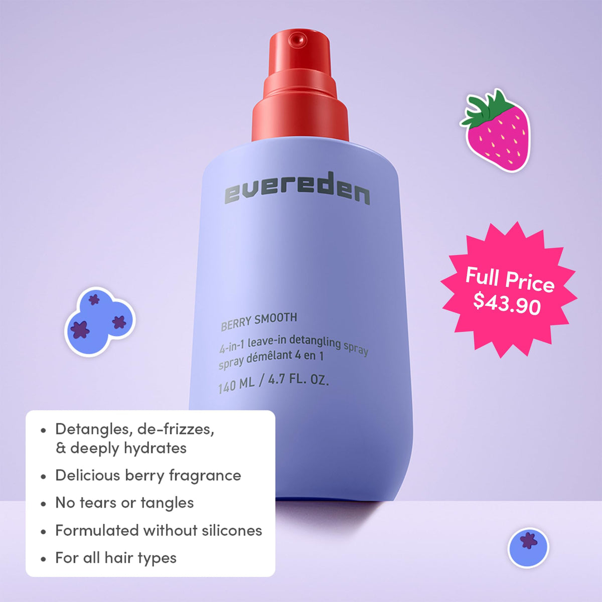 Evereden detangler texture droplet highlighting lightweight moisturizing feel