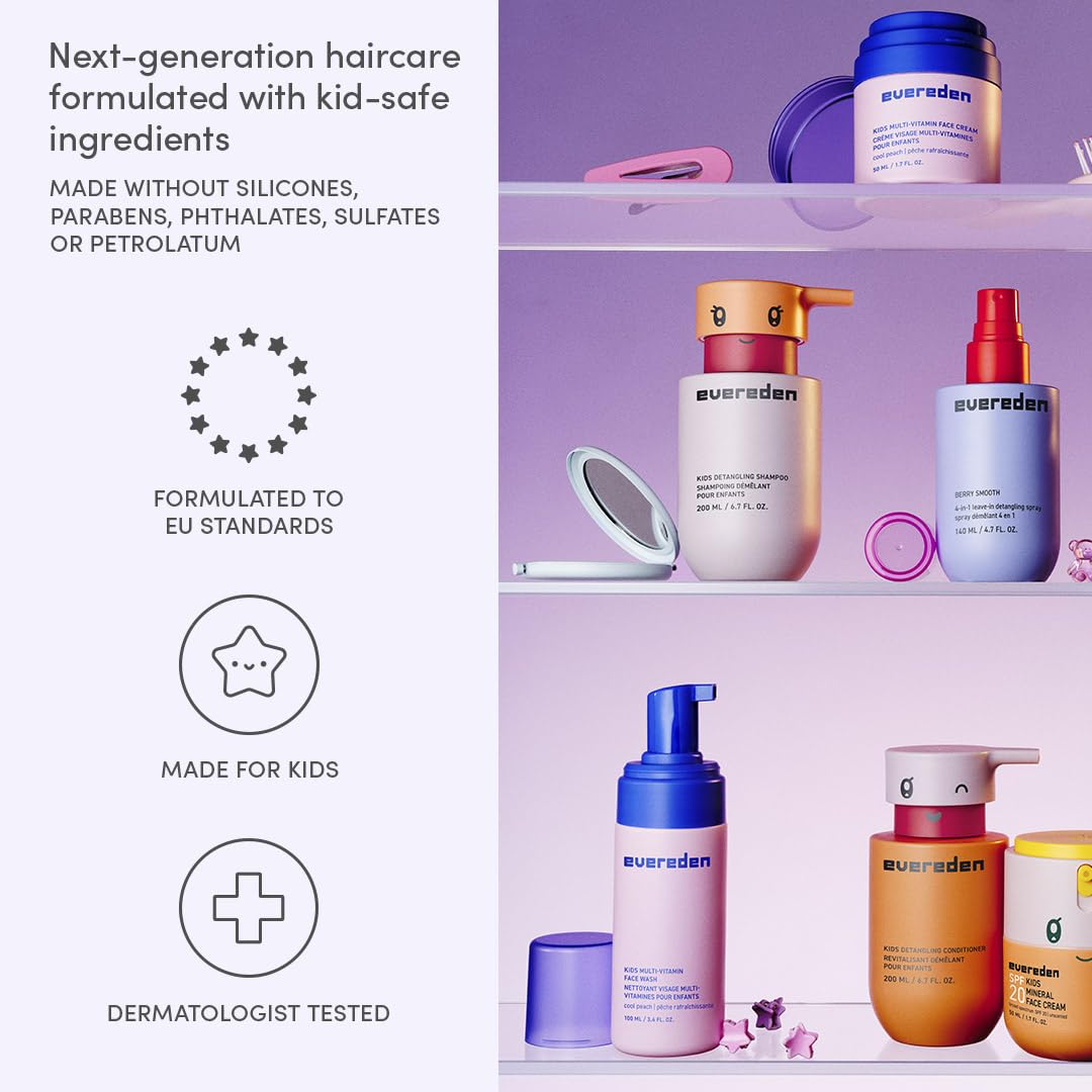 Evereden detangling spray bottle with berry scent, eases knots quickly