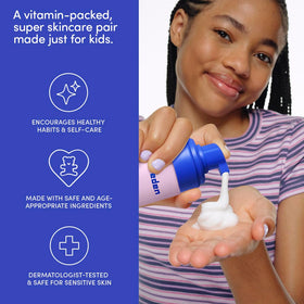 Evereden multi-vitamin face wash and cream packaging for gentle care