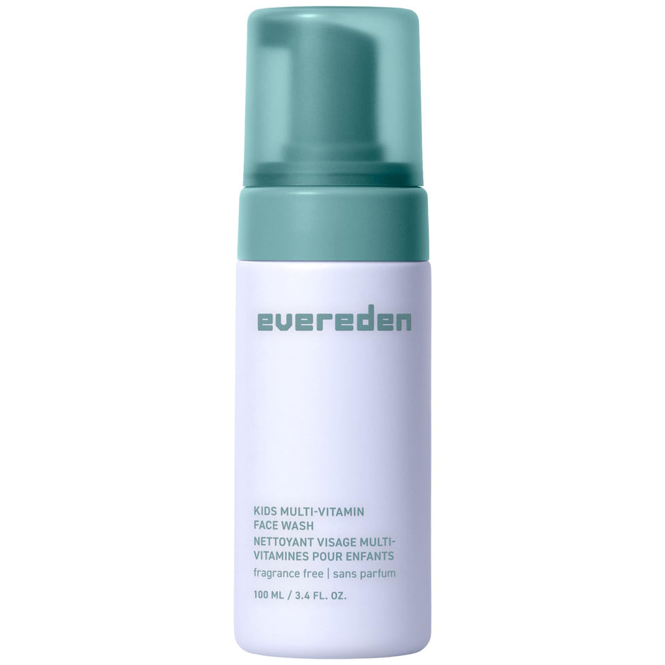 Evereden bottle front packaging showing clean unscented kids face wash benefit