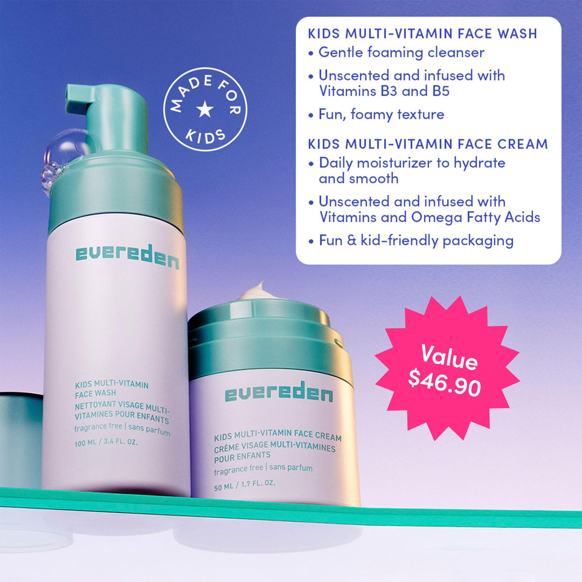 Evereden face wash texture close-up highlighting gentle, hydrating cleanse