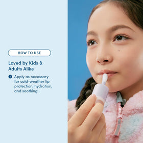 Evereden family using lip oil illustrating gentle formula for kids and adults