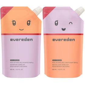 Evereden front packaging showing kid-friendly shampoo and conditioner for gentle care