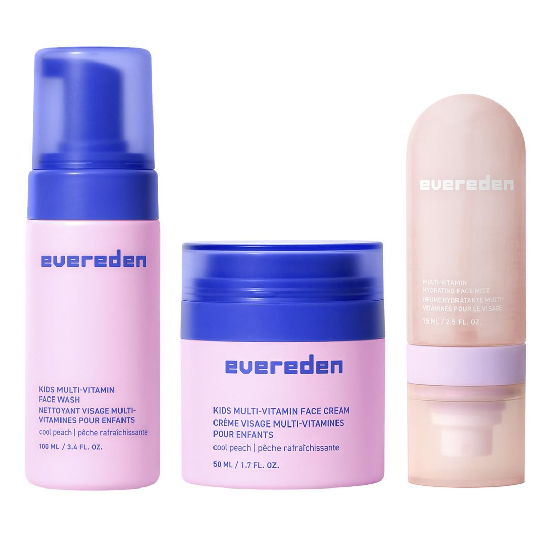 Evereden front packaging showing the full kids skincare set and benefits