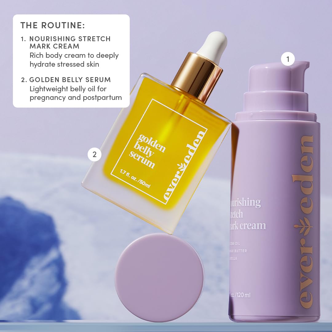 Evereden serum paired with nourishing cream for layered belly routine