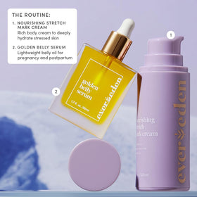 Evereden serum paired with nourishing cream for layered belly routine